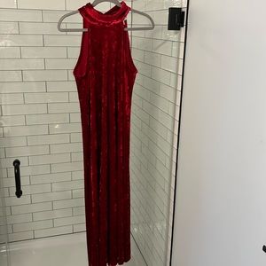 Bar 111 red velvet mock turtle neck halter maxi dress small